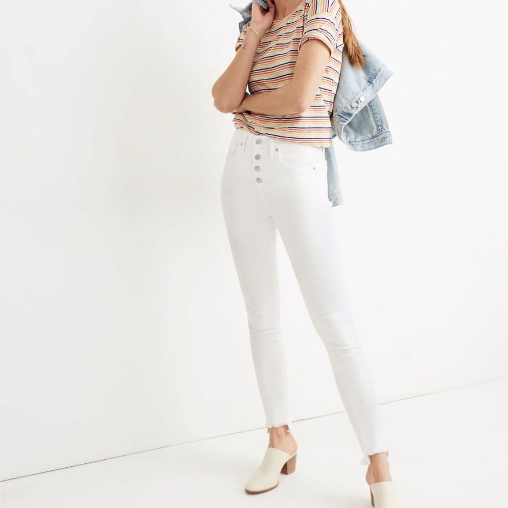 Madewell 10" High-Rise Skinny Jeans in Pure White: Step-Hem Edition